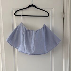 Blue and White Striped Strapless Top